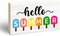 Hello Summer Wooden Block Sign - 3"X5" Pine Wood Plaque, Home & Office Decorations, Housewarming Gift, Table, Shelf, Desk Decor & Accessories